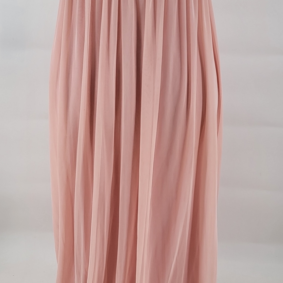 City Triangles Light Pink Beaded Halter Cocktail Prom Maxi Long Dress Size 1 - Picture 2 of 12